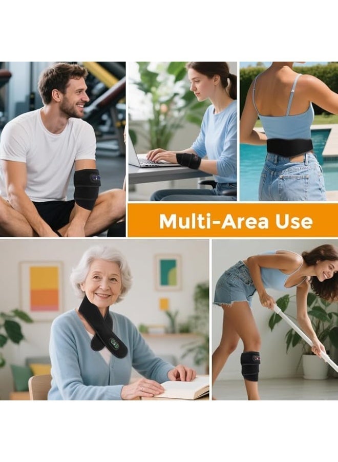 وشاح رقبة لاسلكي محمول مزود بخاصية التدفئة، صغير الحجم وناعم الملمس، بثلاثة إعدادات لدرجة الحرارة وإمكانية تعديل شدة الاهتزاز، بالإضافة إلى ضوء أحمر للعلاج الحراري لتخفيف الألم والتصلب. هدية مميزة، مناسبة للرجال والنساء (أسود). - Image 5