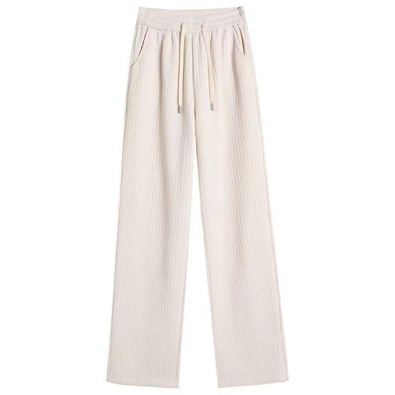 Velvet Chenille Wide-leg Pants 2023 Winter New Loose High Waist White Straight Corduroy Long Pants White lengthened - Image 5