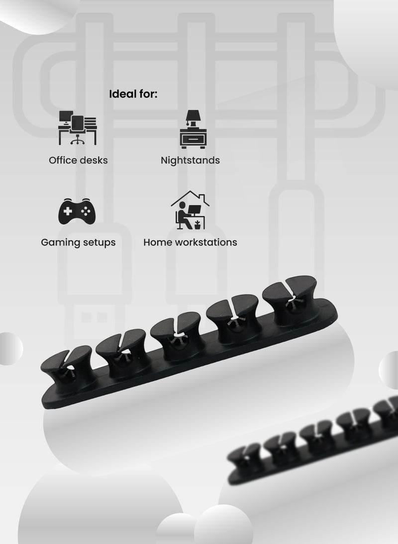 هاي-تيك حامل ومنظم الكابلات، حل إدارة الكابلات للمنزل والمكتب، حامل أسلاك متين وقابل لإعادة الاستخدام - Image 4