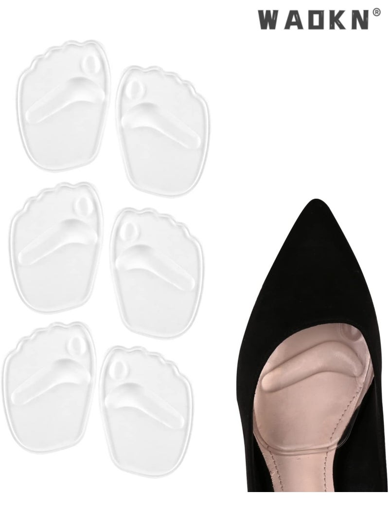 WAOKN 6 PCS Gel Insole for High Heels, Self-Stick Ball of Foot Pad for Women, Shock Absorption Heels Insoles for Pain Relief, Anti-Slip Forefoot Cushions, One Size Fits All - Image 1