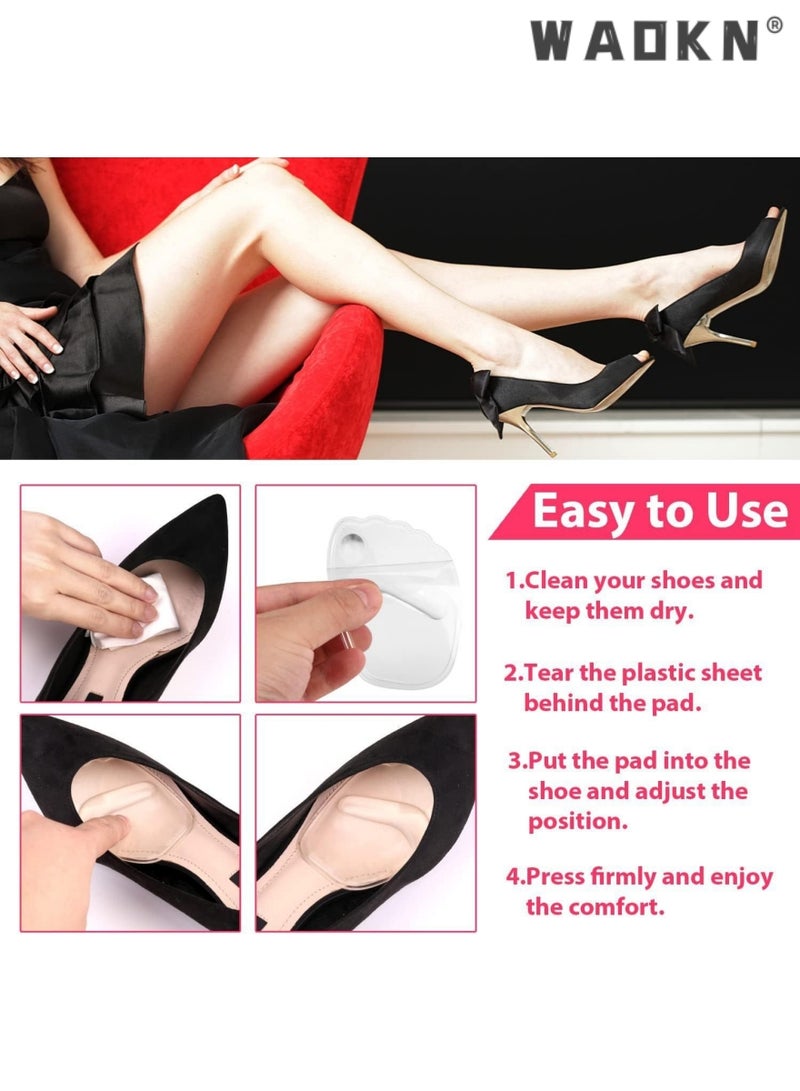 WAOKN 6 PCS Gel Insole for High Heels, Self-Stick Ball of Foot Pad for Women, Shock Absorption Heels Insoles for Pain Relief, Anti-Slip Forefoot Cushions, One Size Fits All - Image 2