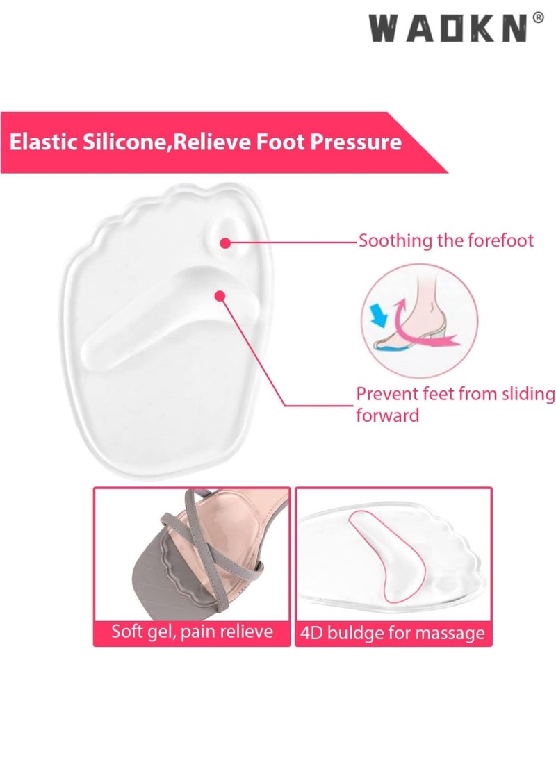 WAOKN 6 PCS Gel Insole for High Heels, Self-Stick Ball of Foot Pad for Women, Shock Absorption Heels Insoles for Pain Relief, Anti-Slip Forefoot Cushions, One Size Fits All - Image 3