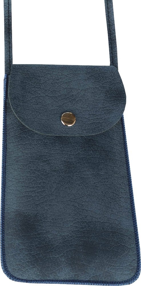 Cemmys Women's Crossbody Nubuck Shoulder Strap Phone Bag Case - Navy Blue  - Image 1
