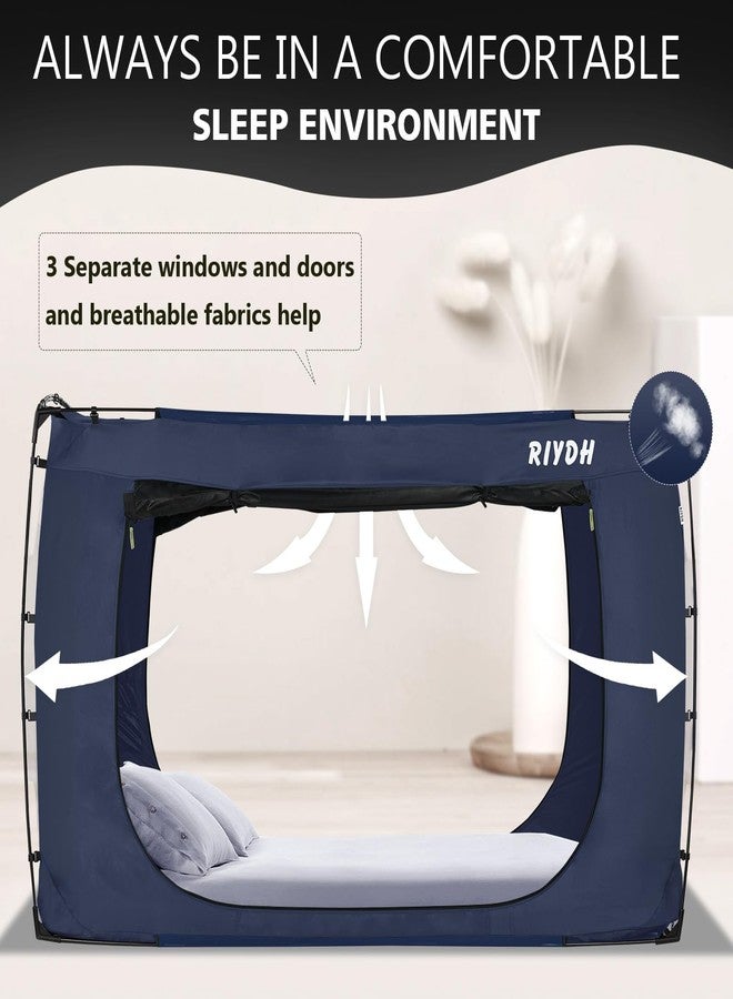 RIYDH خيمة سرير RIYDH بحجم مزدوج - تصميم أصلي، خيمة أحلام محمولة - تعتيم بنسبة 80% - 3 أبواب - جيدة التهوية - مناسبة للبالغين والأطفال - مثالية للغرف المشتركة، غرف السكن الجامعي، والسفر - Image 4