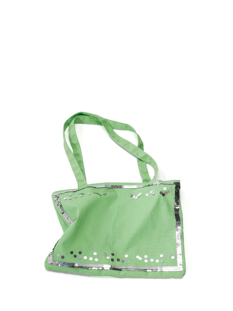 Lightweight Green Polyester Tote Bag, Daily Commute Carry Bag - Image 4