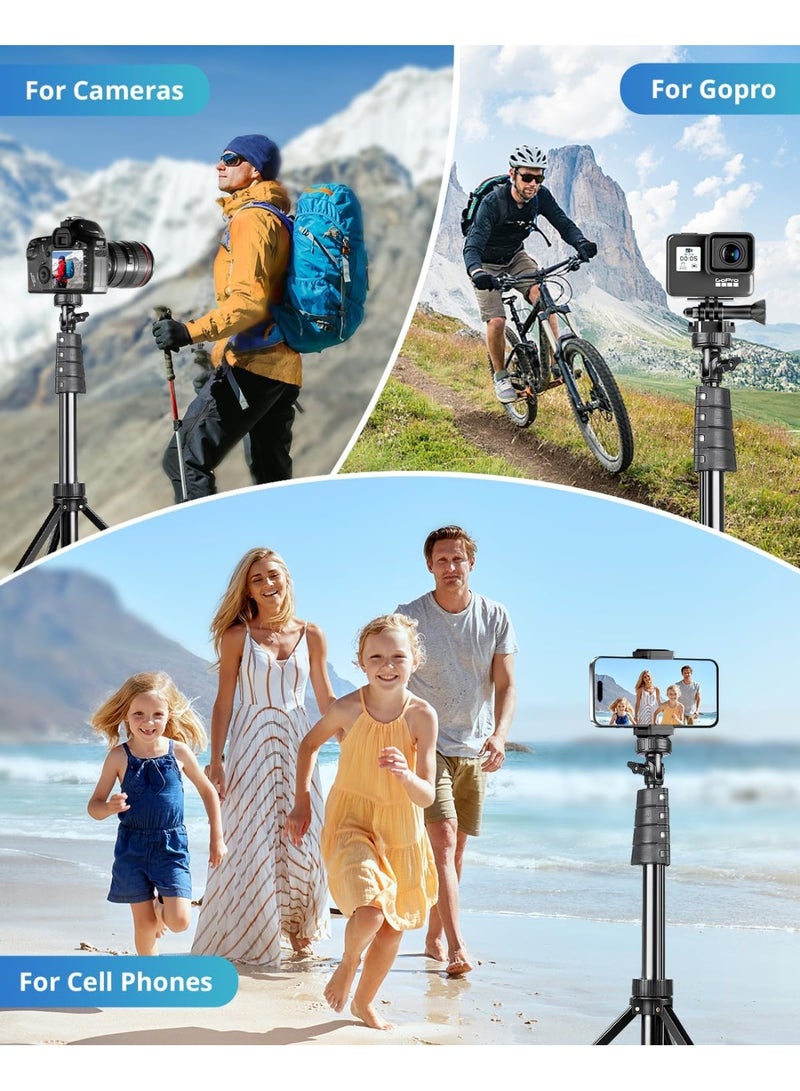 183cm Mobile Phone Tripod Stand – Extendable Selfie & Video Stand with Bluetooth Remote, Adjustable Angles, Lightweight & Portable for iPhone & Android - Image 3