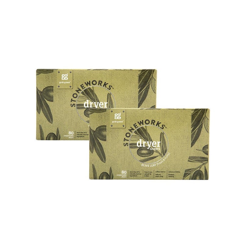 Grab Green Stoneworks Cruelty-Free Dryer Sheets | Softens Fabrics, Freshens Clothing & Reduces Static-Cling and Wrinkles | Plant Based | Olive Leaf Scent (160 Sheets) - Image 1
