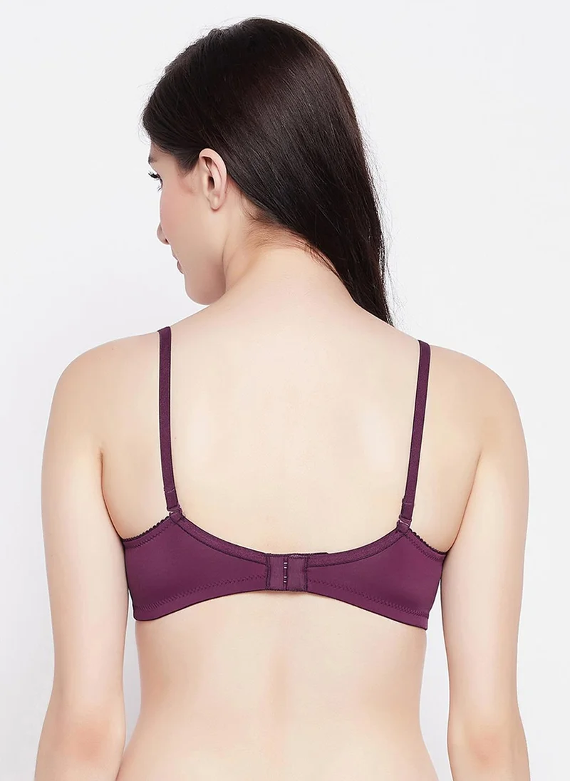 Clovia Clovia Padded Non-Wired Full Coverage Multiway T-shirt Bra in Plum Colour