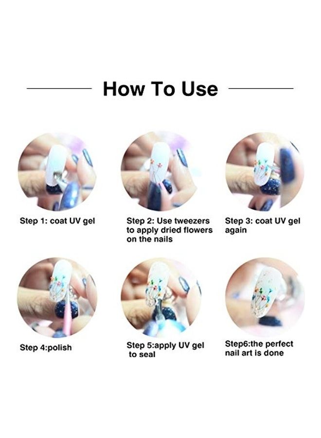 24-Piece Dried Flowers For Nail Art Multicolour - Image 2