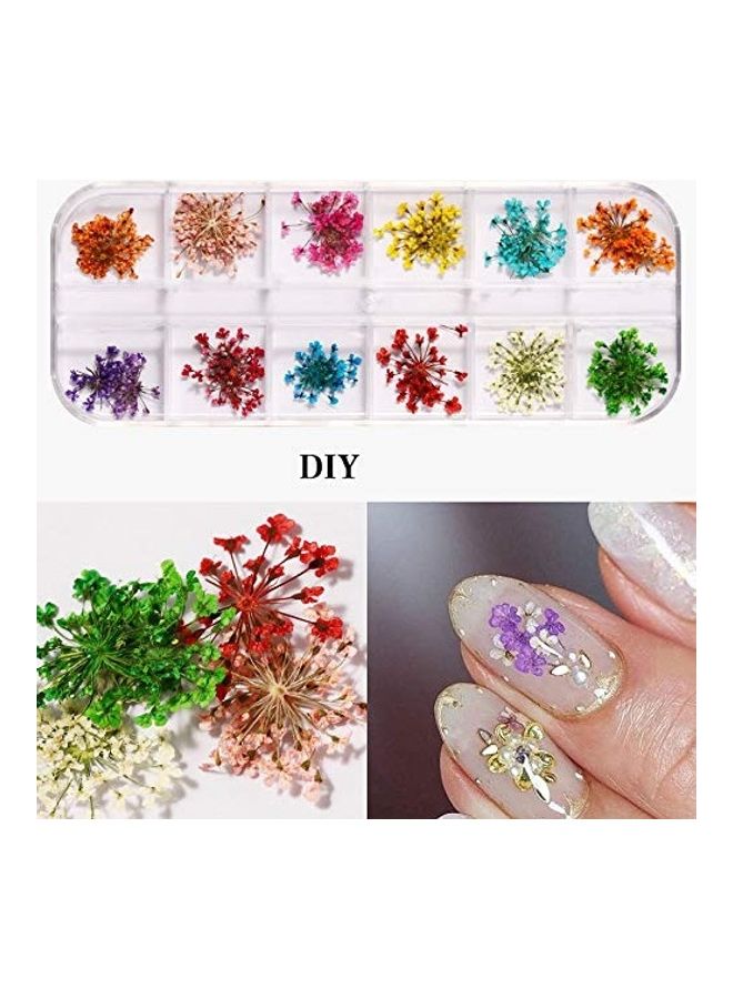 24-Piece Dried Flowers For Nail Art Multicolour - Image 4
