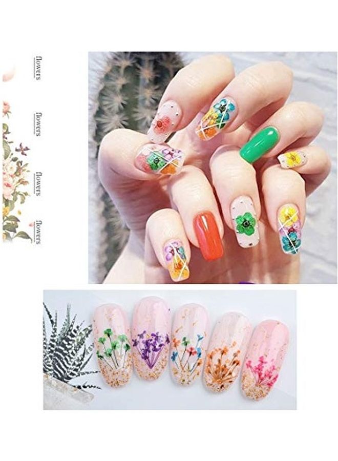 24-Piece Dried Flowers For Nail Art Multicolour - Image 3