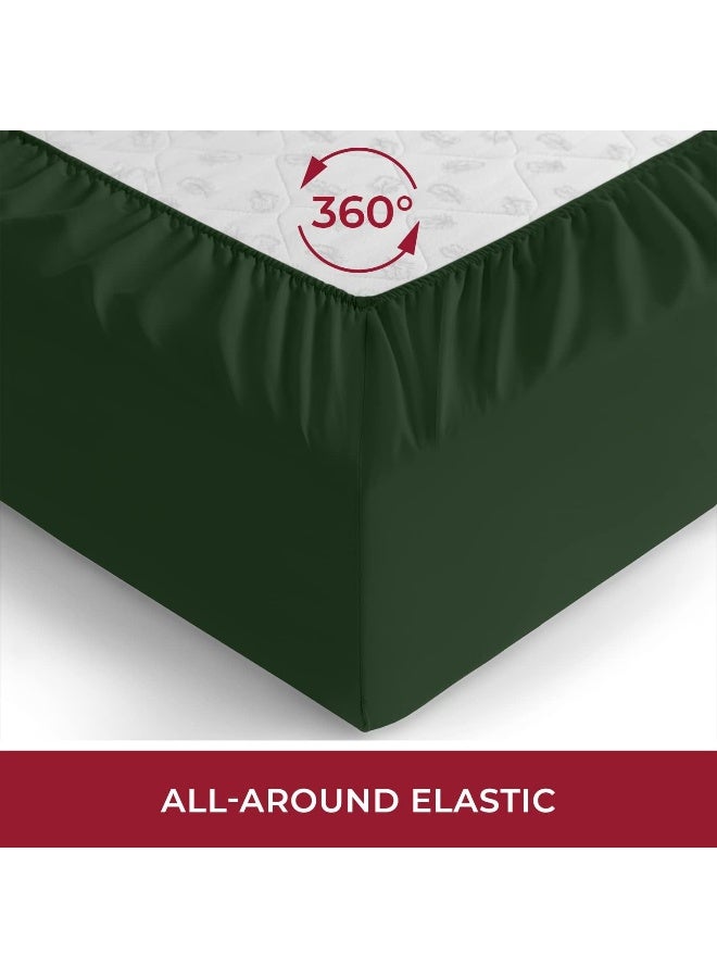 Mellanni Twin Fitted Sheet  Iconic Collection Bedding Sheets with up to 16 inch Deep Pocket  Soft  Cooling  Fade  Stain Resistant  1 PC Twin Emerald Green - Image 2