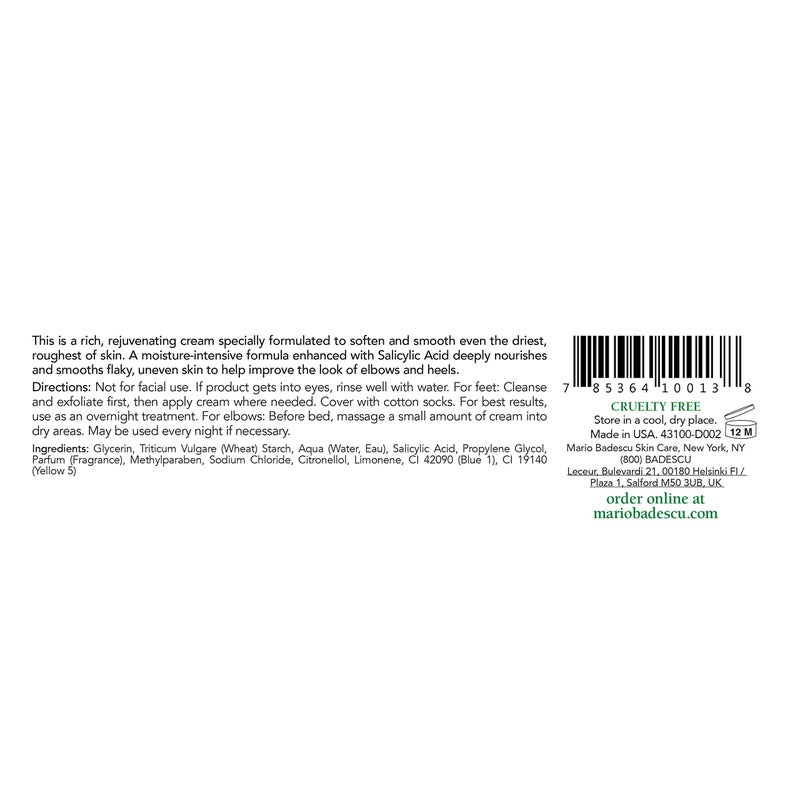 Mario Badescu Elbow & Heel Smoothing Cream, Rich, Thick Formula with Exfoliating Salicylic Acid, Overnight Foot Care for Cracked, Dry, Rough Skin, 2 Oz - Image 2