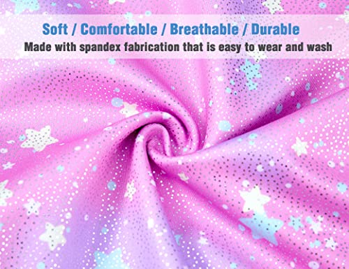 TENVDA Gymnastics Leotards for Girls 5-6 Years Old Tank Tumbling Outfit Sparkly Pink Stars Printed Durable Training Bodysuits - Image 5