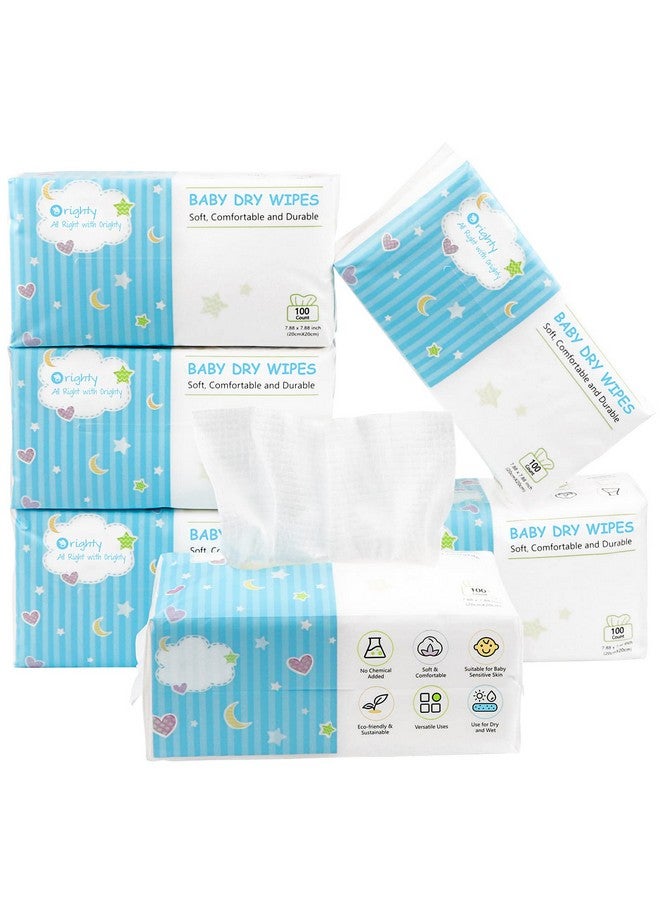 Orighty Baby Dry Wipes Super Soft & Gentle Baby Washcloths Use Wet Or Dry 100% Unscented Tissue For Baby Sensitive Skin Ideal For Diaper Changes Feeding Nursing Runny Nose & Drool 600 Count - Image 1
