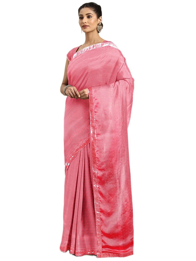 HEMOVIA Women's Plain Digital Print Cotton Silk Blend Saree with Silver Weaving Border Tassels-Elegant Ethnic Wear for Festive and Casual Occasions New 2025 (KANUPRIYA881SSSR01) - Image 1