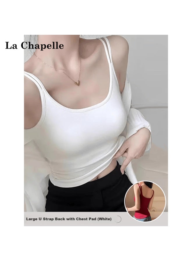 La Chapelle Padded Small Strap Tank Top Women's Innerwear  New Integrated Bra Large U Back Khaki S - Image 3