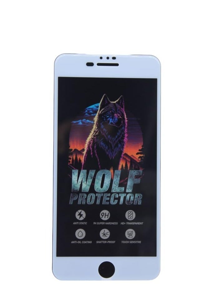 Wolf Protector Design Tempered Glass Screen Protector for Apple iPhone 6 Plus/Apple iPhone 7 Plus/Apple iPhone 8 Plus - Clear & White - Image 1