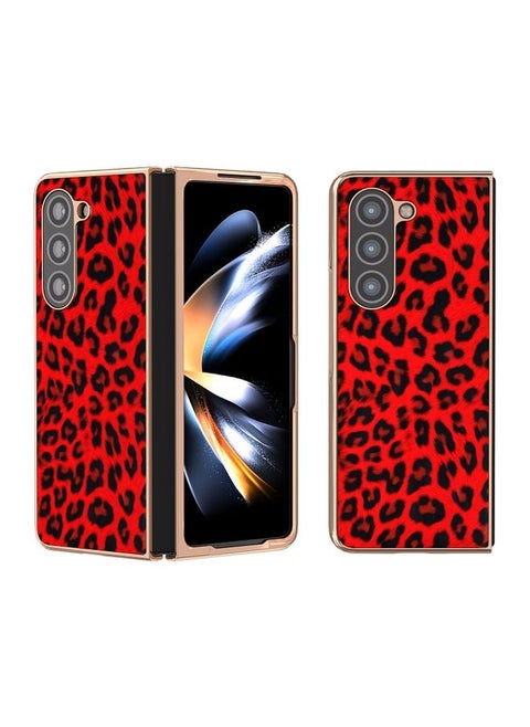 Case Cover For Samsung Galaxy Z Fold5 Nano Plating Leopard Print Phone Case (Red)