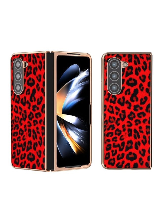 Generic - Case Cover For Samsung Galaxy Z Fold5 Nano Plating Leopard Print Phone Case (Red) - Image 1