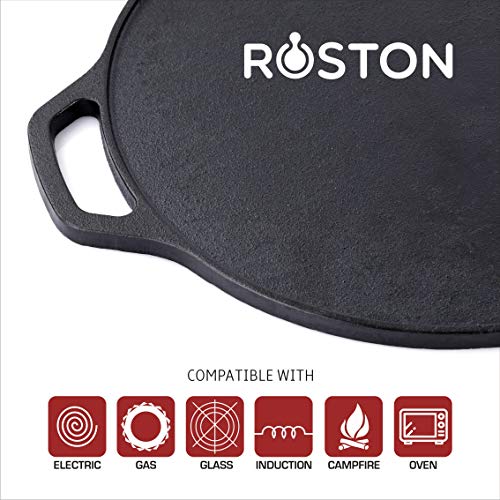ROSTON Cast Iron Tawa Dosa | Cookware Flat Vessel Pre Seasoned | Ideal for Cooking Dosa Chapati Pizza Roti Thava(Thava Kallu Kitchen Accessories) - Image 3