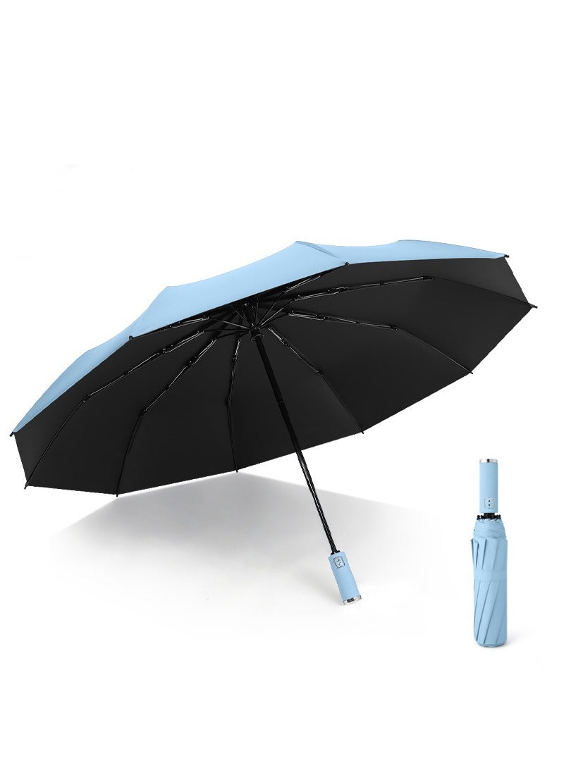 جوي شيك 10 أضلاع مظلة أوتوماتيكية مقاومة للمطر ومضادة للرياح مظلة سفر قابلة للطي للحماية من الأشعة فوق البنفسجية للرجال والنساء باللون الأزرق للرجال والنساء - Image 1