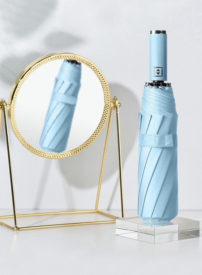 جوي شيك 10 أضلاع مظلة أوتوماتيكية مقاومة للمطر ومضادة للرياح مظلة سفر قابلة للطي للحماية من الأشعة فوق البنفسجية للرجال والنساء باللون الأزرق للرجال والنساء - Image 4