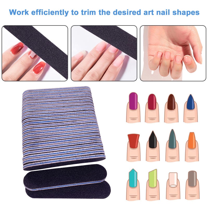 GigaGround Small Nail Files Bulk (50 Pcs), 3.6 Inches Emery Board Nail File for Acrylic and Natural Nails, 100/180 Grit Double Sided Fingernail Filer Pack Mini Professional Filers Manicure Pedicure Set - Image 2
