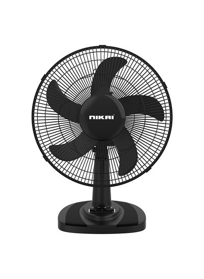 NIKAI 12" Inch Desk Fan | 3 Speed and Push Button Controls, Automatic Oscillation | Adjustable Head Tilt and Powerful Airflow Perfect Uses for Home & Indoor Outdoor - 2 Years Warranty NTF1206RC black