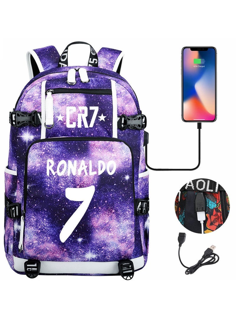 CR7 USB Printed Earphones For Youth Leisure Travel Backpack