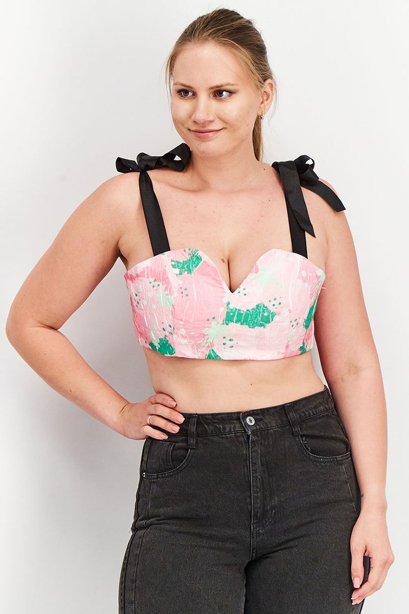 Reserved Women Sweetheart Neck Sleeveless Textured Top, Pink Combo - Image 1