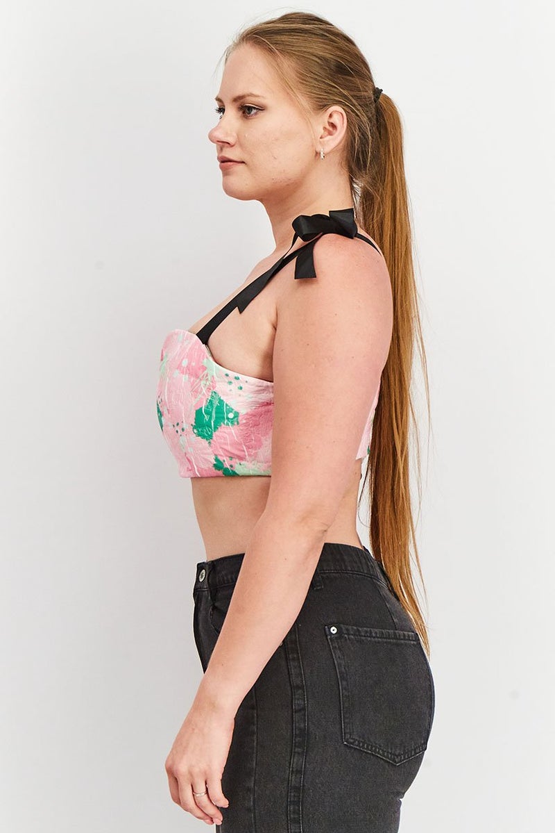 Reserved Women Sweetheart Neck Sleeveless Textured Top, Pink Combo - Image 4