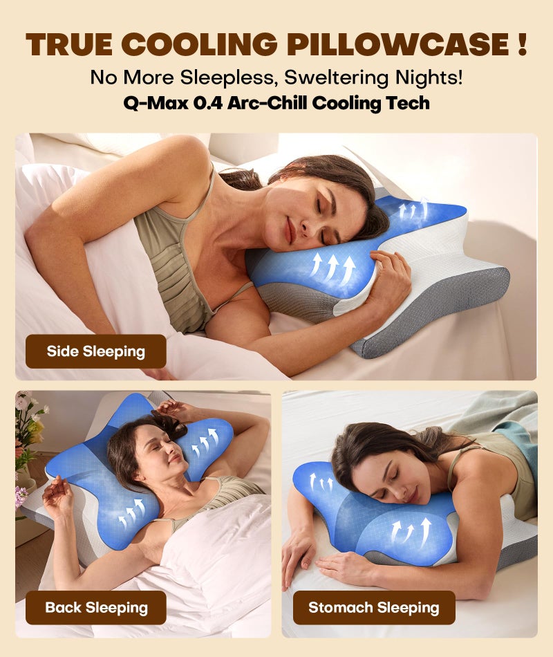 Cozyplayer True Cooling Cervical Neck Pillow for Pain Relief, Ergonomic Side Sleeper Pillow for Neck Support, Odorless Orthopedic Contour Memory Foam Pillows, Bed Pillow for Back Stomach Sleeper - Image 4