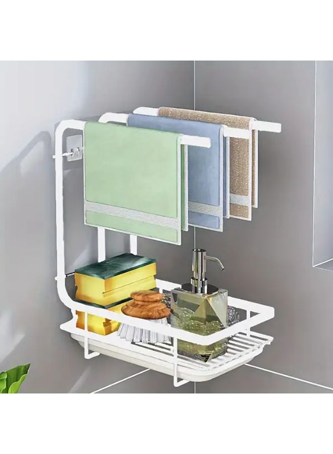 حامل منشفة من الفولاذ المقاوم للصدأ الأسود مثبت على الحائط مع لوح تصريف بدون حاجة إلى الحفر للتركيب - Image 4