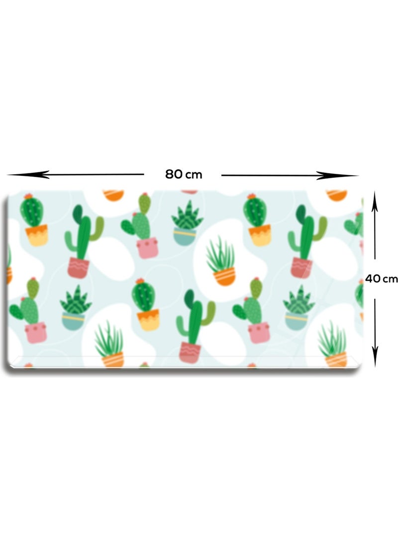 DECORITA Glass Mouse Pad | Glass Table Mat | Cactus Design | Large | 40CM x 80CM  - Image 4