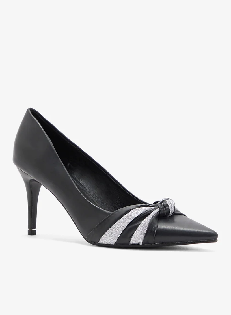 سبوت أون حذاء مدبب بكعب مع تفاصيل عقدة