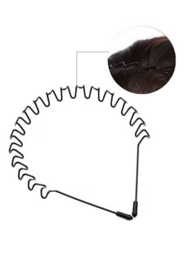 Metal Hair Bands for Men Women's Headbands, Unisex Black Wavy Spring Sports Headband for Men's Hair Band Hoop Clips Women Accessories Simple Elastic Non Slip Wide Headwear Bandeau Outdoors  - Image 5
