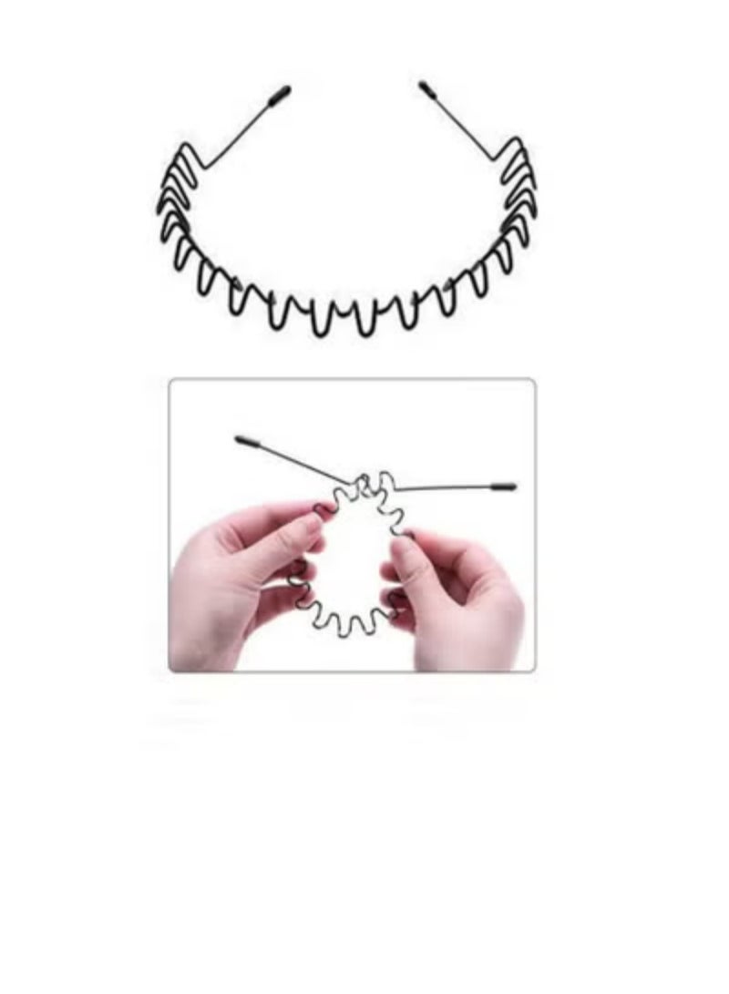 Metal Hair Bands for Men Women's Headbands, Unisex Black Wavy Spring Sports Headband for Men's Hair Band Hoop Clips Women Accessories Simple Elastic Non Slip Wide Headwear Bandeau Outdoors  - Image 2