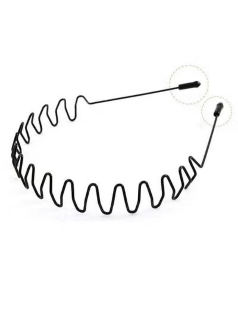 Metal Hair Bands for Men Women's Headbands, Unisex Black Wavy Spring Sports Headband for Men's Hair Band Hoop Clips Women Accessories Simple Elastic Non Slip Wide Headwear Bandeau Outdoors  - Image 4