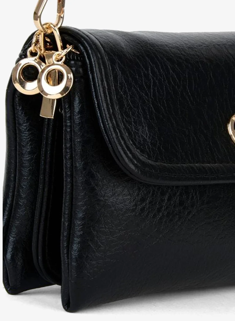 Vivaq Women's Lilya Black Small Size 2-Compartment Zipper and Snap Closure Hand, Arm and Shoulder Bag.