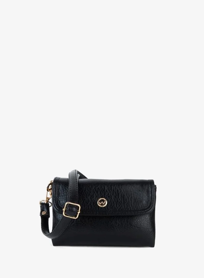 Women's Lilya Black Small Size 2-Compartment Zipper and Snap Closure Hand, Arm and Shoulder Bag.