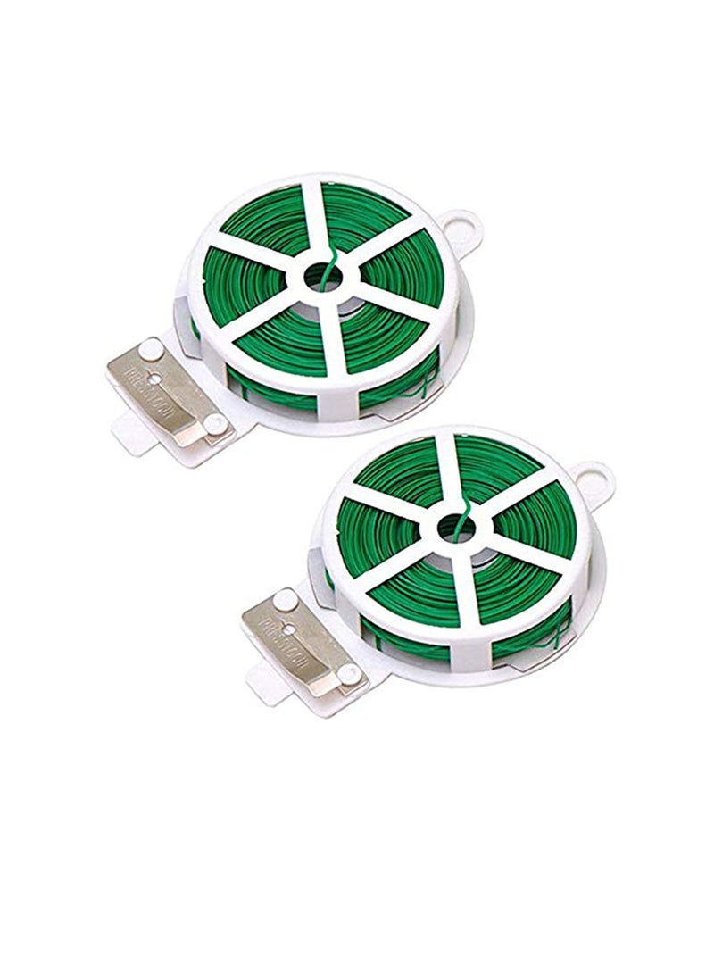 Generic 2-Pack x 164 Ft(50m) Twist Ties Green Coated Garden Plant Ties with Cutter for Gardening and Office Organization Home  - Image 1