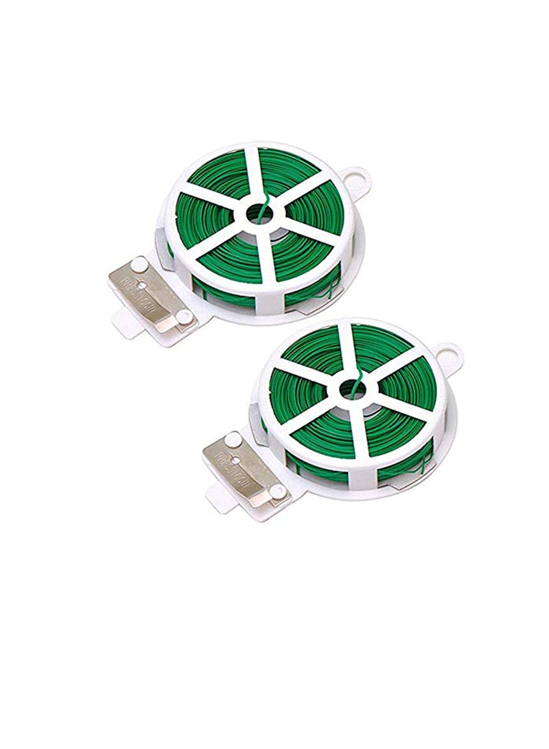 Generic 2-Pack x 164 Ft(50m) Twist Ties Green Coated Garden Plant Ties with Cutter for Gardening and Office Organization Home  - Image 2