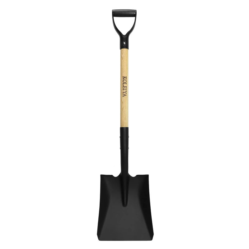 KOLEIYA Flat Shovel,Transfer Shovel with D Handel and Heavy Duty Square Head for Landscaping,Gardening,Construction,Snow Shoveling and Yard Work,41-Inch,Metal+Wooden - Image 1