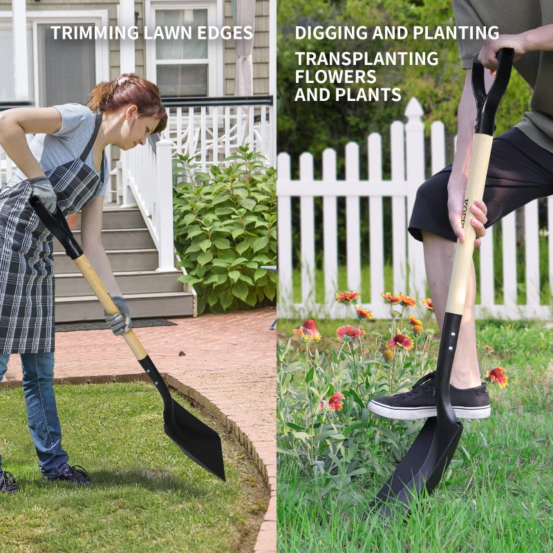 KOLEIYA Flat Shovel,Transfer Shovel with D Handel and Heavy Duty Square Head for Landscaping,Gardening,Construction,Snow Shoveling and Yard Work,41-Inch,Metal+Wooden - Image 5