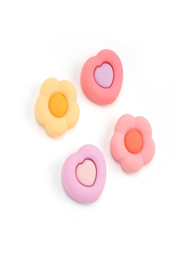 GeekShare Cute Thumb Grip Caps for PS5 Controller, Thumbsticks Cover Set Compatible with Switch Pro Controller and PS4 PS5 Controller, 4Pcs - Heart & Flower - Image 1