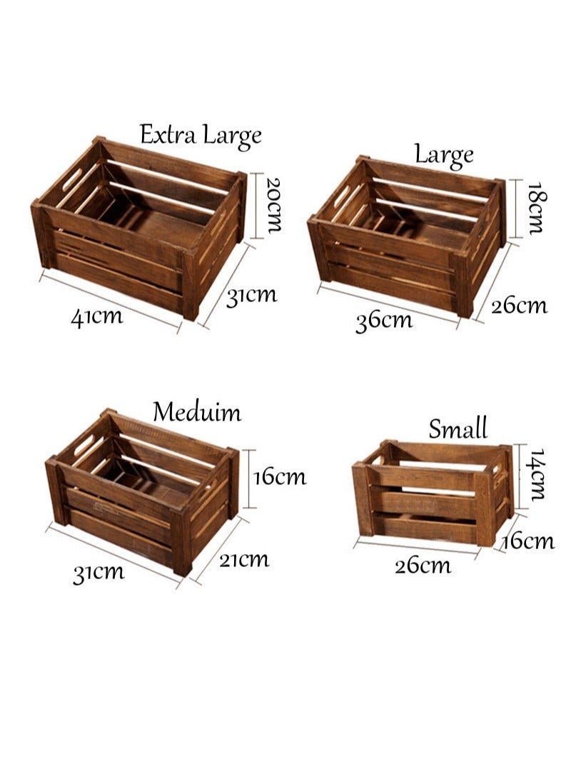 LINGWEI Set of 4 Wooden Storage Crates with Handles – Rustic Farmhouse Decorative Boxes for Home Storage & Display - Image 2