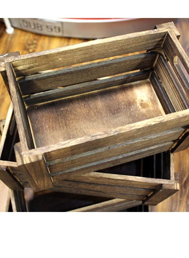 LINGWEI Set of 4 Wooden Storage Crates with Handles – Rustic Farmhouse Decorative Boxes for Home Storage & Display - Image 3