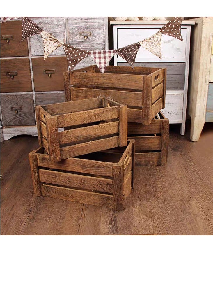 LINGWEI Set of 4 Wooden Storage Crates with Handles – Rustic Farmhouse Decorative Boxes for Home Storage & Display - Image 5