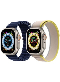 IAF Silicone Ocean Band Strap Dark Blue Trail Loop strap Yellow/Beige Set of 2 for Apple Watch Ultra 8 49mm 